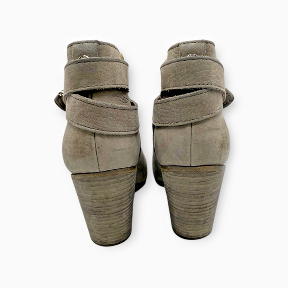 Rag & Bone Harrow Strap Booties Womens 38 / 8 Grey Nuuck Leather Heels Boots - Picture 6 of 13